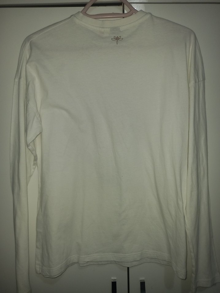 Baskılı Beyaz Uzun Kollu Pamuklu Tişört tyes marka 14 yas - Görsel 3