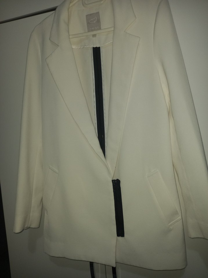 Beyaz Kadın Midi Blazer Ceket twist 34 36 beden - Görsel 3