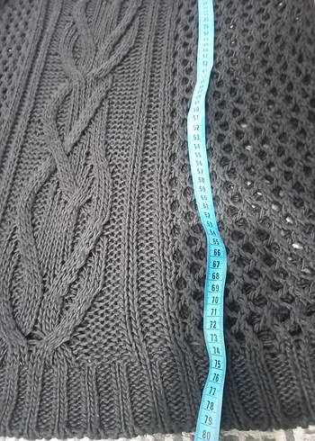 koyu gri  Örgü Kadın Kazak Midi Boy m ve l  beden uyumlu - Görsel 4