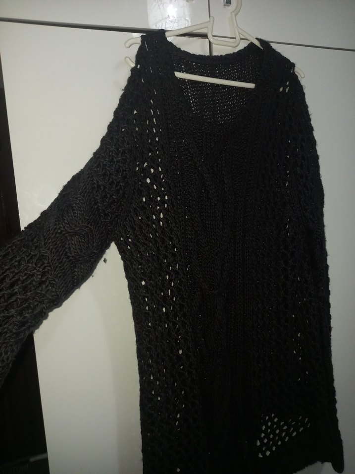 koyu gri  Örgü Kadın Kazak Midi Boy m ve l  beden uyumlu - Görsel 2