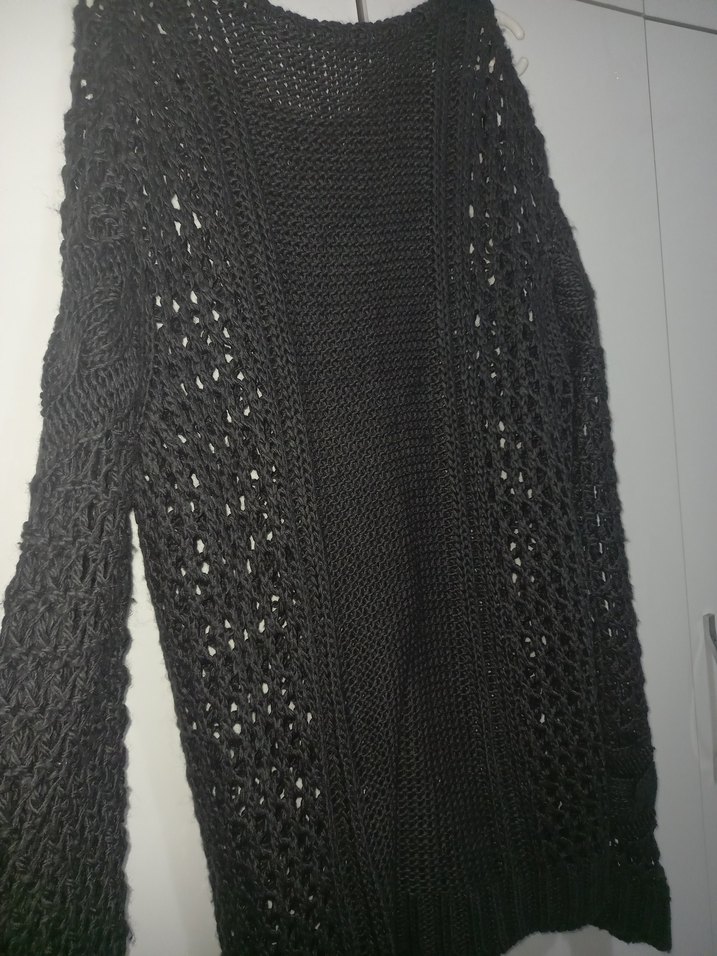 koyu gri  Örgü Kadın Kazak Midi Boy m ve l  beden uyumlu - Görsel 3