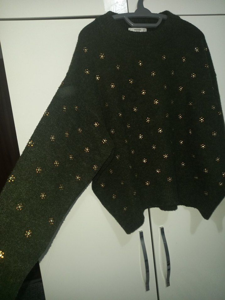 haki  Örgü Kadın Kazak mango m. l beden - Görsel 4