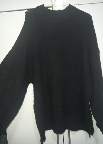 Siyah Örgü Yüksek Yakalı Kadın Kazak lcw marka  l beden - Görsel 4