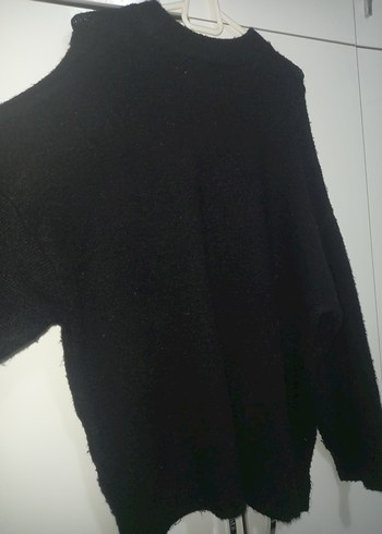 Siyah Örgü Yüksek Yakalı Kadın Kazak lcw marka  l beden - Görsel 5