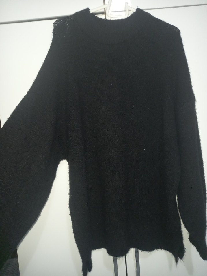 Siyah Örgü Yüksek Yakalı Kadın Kazak lcw marka  l beden - Görsel 4