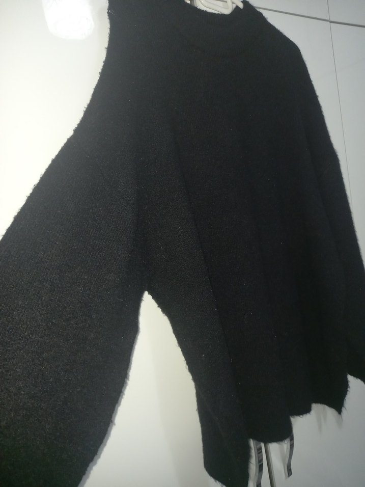 Siyah Örgü Yüksek Yakalı Kadın Kazak lcw marka  l beden - Görsel 3