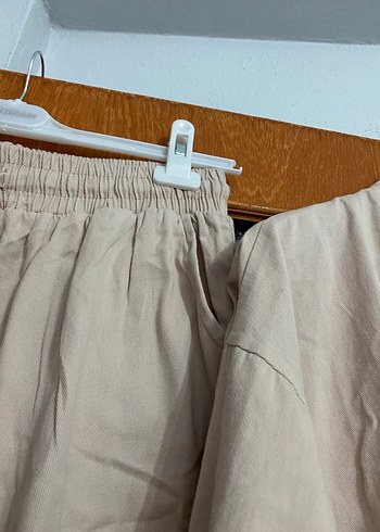 l Beden Bej Normcore Stil Bornoz Takımı