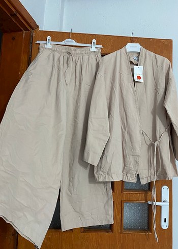 l Beden ten rengi Renk Bej Normcore Stil Bornoz Takımı