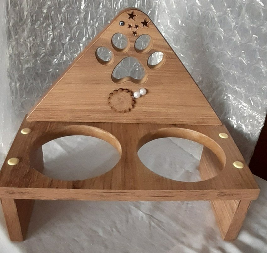 Ahşap Kedi Mama Kabı Standı - Görsel 2