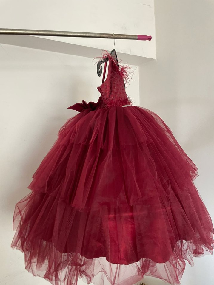 Abiye kabarık tüllü kabarık çocuk elbise - Görsel 5