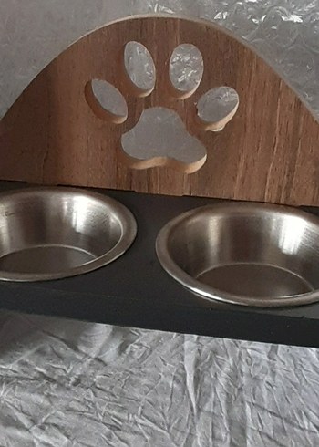 Kahverengi Ahşap ve Gri Çift Kaplı Mama Kabı - Görsel 2