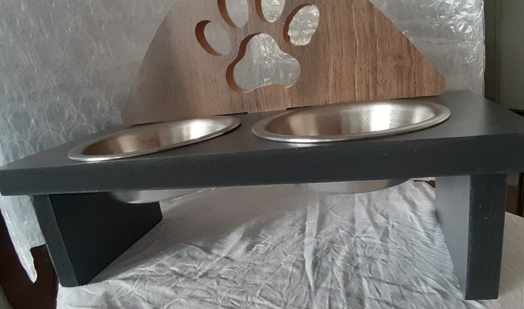 Kahverengi Ahşap ve Gri Çift Kaplı Mama Kabı - Görsel 4