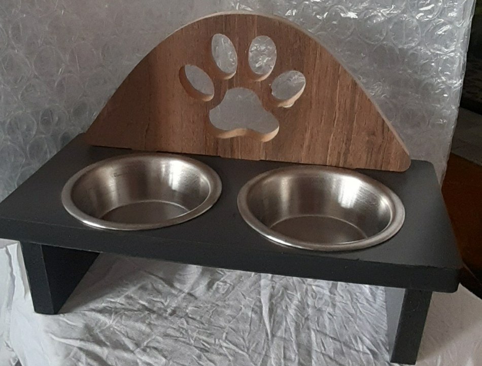 Kahverengi Ahşap ve Gri Çift Kaplı Mama Kabı - Görsel 2