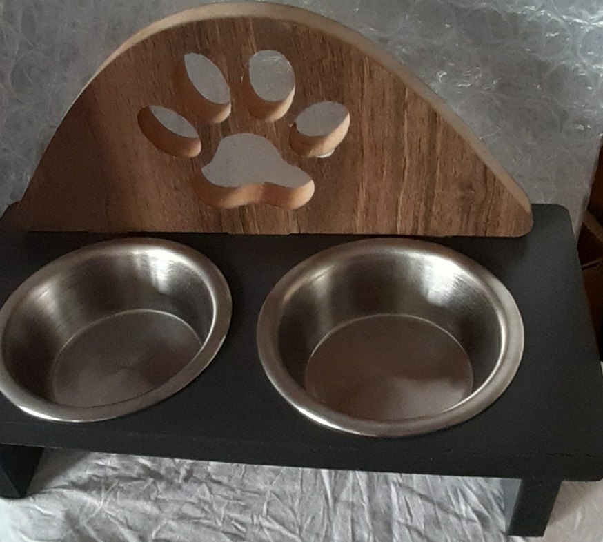 Kahverengi Ahşap ve Gri Çift Kaplı Mama Kabı - Görsel 3