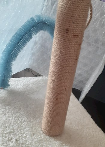 Beyaz Peliş Tüylü  Kaplamalı Kedi Tırmalama ve Oyun  Alanı - Görsel 9