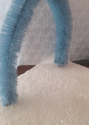 Beyaz Peliş Tüylü  Kaplamalı Kedi Tırmalama ve Oyun  Alanı - Görsel 12