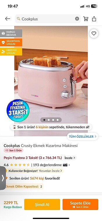 Cookplus ekmek kızartma