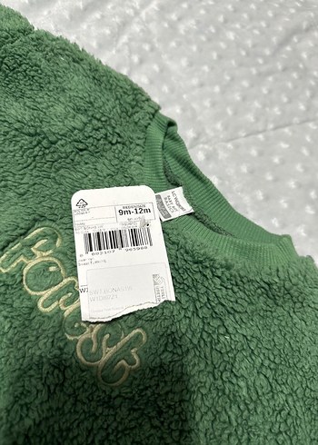 Yeşil Nakışlı peluş Sweatshirt - Görsel 2