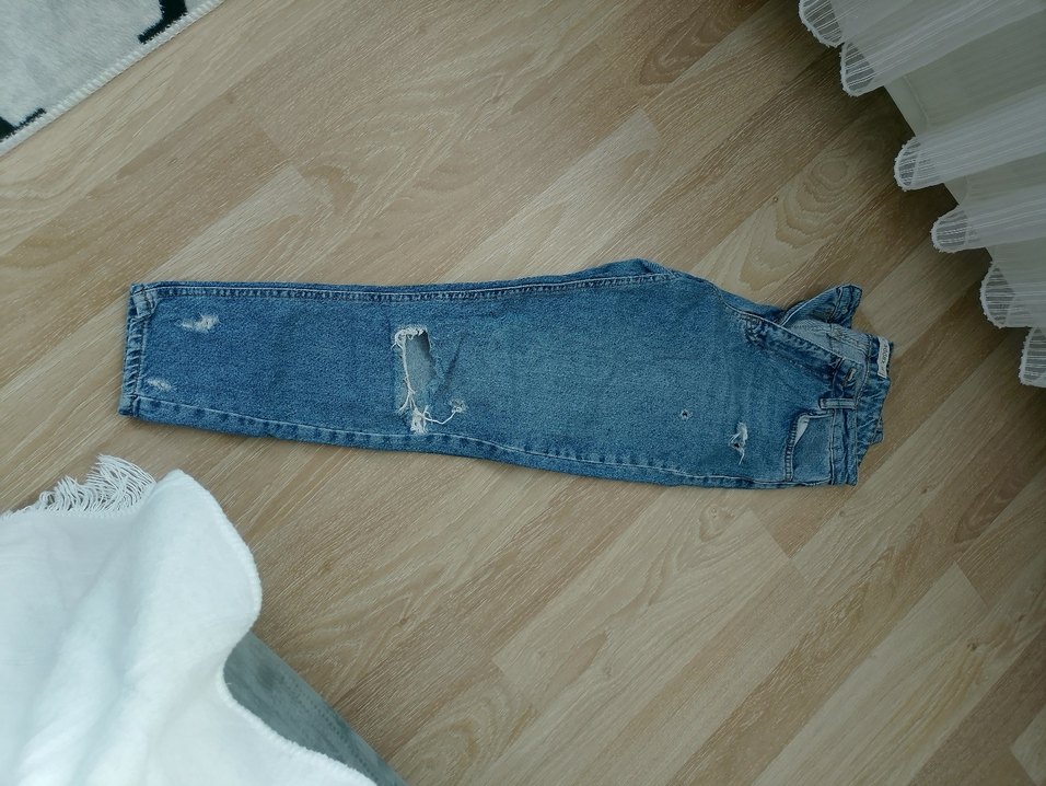 Kadın Mavi Bol Kesim Denim Jean - Görsel 2