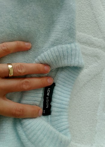 Kadın Bebek mavisi Basic Yuvarlak Yaka Triko - Görsel 3