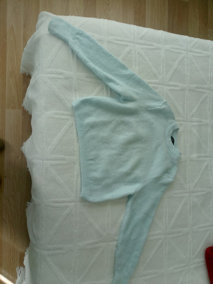 Kadın Bebek mavisi Basic Yuvarlak Yaka Triko - Görsel 2