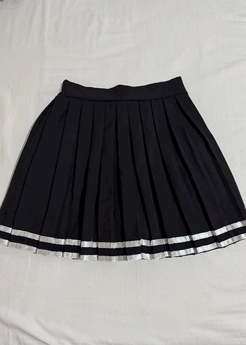 Siyah Pilili Midi Goth Etek