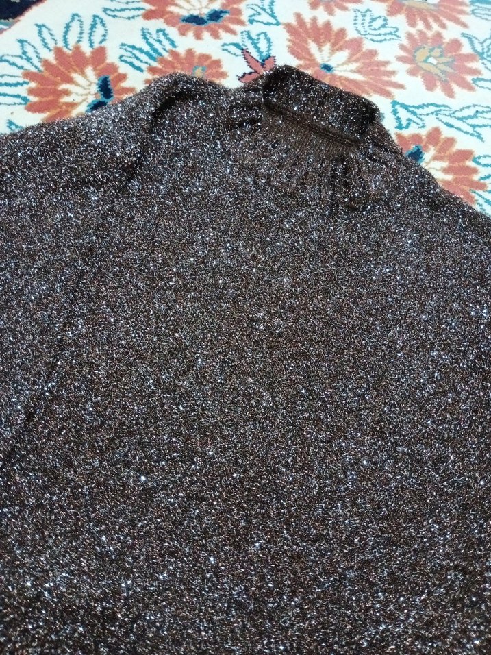 Kahverengi Boğazlı Örgü Kadın Kazak - Görsel 2