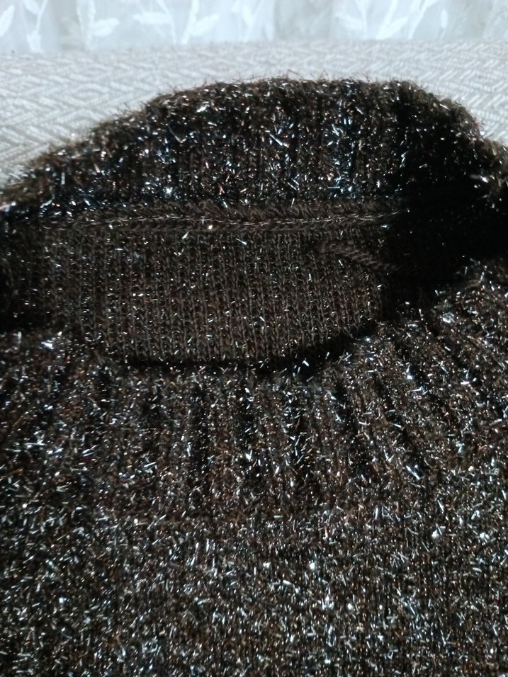 Kahverengi Boğazlı Örgü Kadın Kazak - Görsel 4