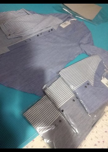 Gri V Yaka Düğmeli Kadın Keten Gömlek - Görsel 3