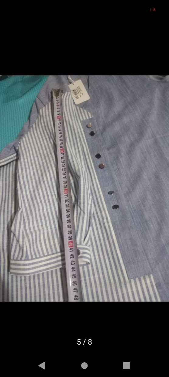 Gri V Yaka Düğmeli Kadın Keten Gömlek - Görsel 2