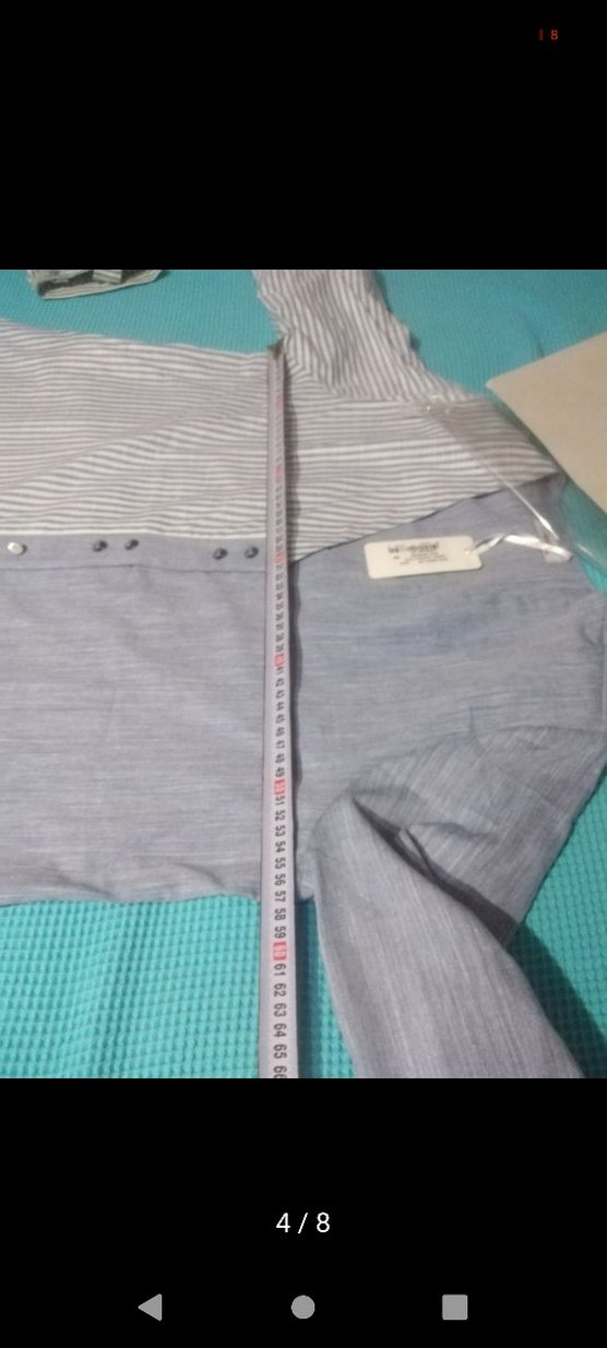 Gri V Yaka Düğmeli Kadın Keten Gömlek - Görsel 5