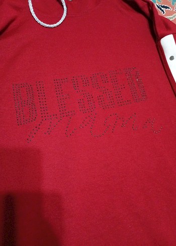 Kadın bordo Kapüşonlu Uzun Sweatshirt - Görsel 2