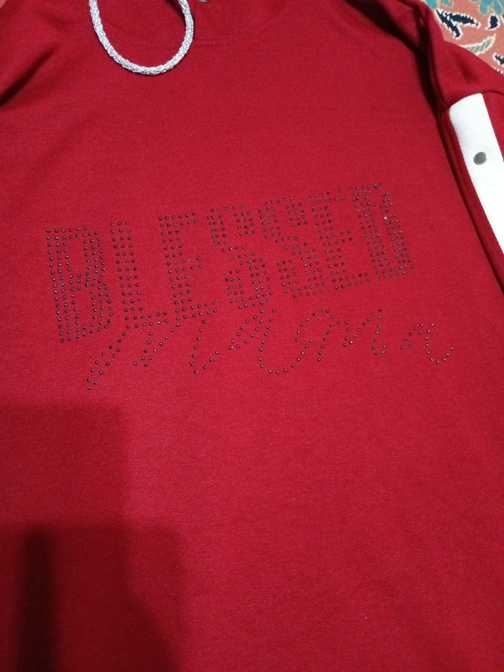 Kadın bordo Kapüşonlu Uzun Sweatshirt - Görsel 2