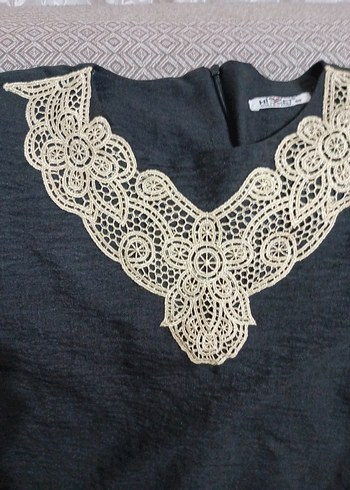 Uzun Kollu V Yakalı Nakışlı Bohem Tunik - Görsel 6