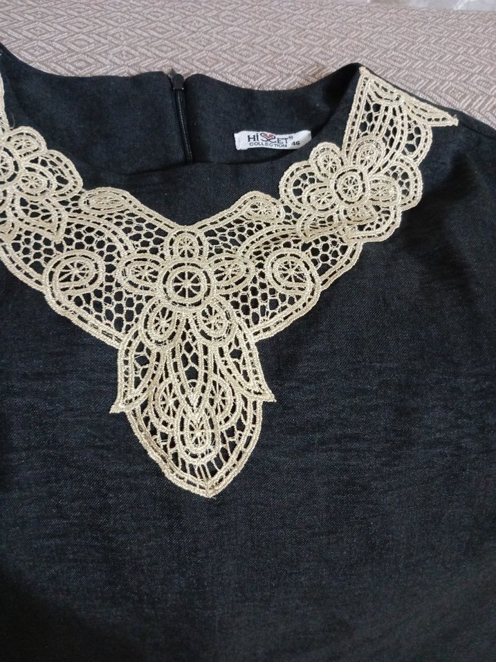 Uzun Kollu V Yakalı Nakışlı Bohem Tunik - Görsel 2