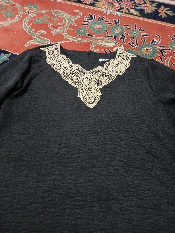 Uzun Kollu V Yakalı Nakışlı Bohem Tunik - Görsel 5