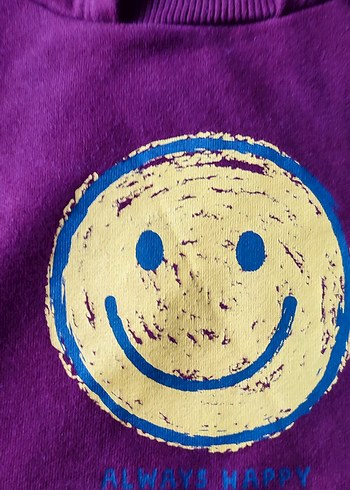 Bordo Renkli Uzun Kollu Gülen yüzlü Sweatshirt - Görsel 2