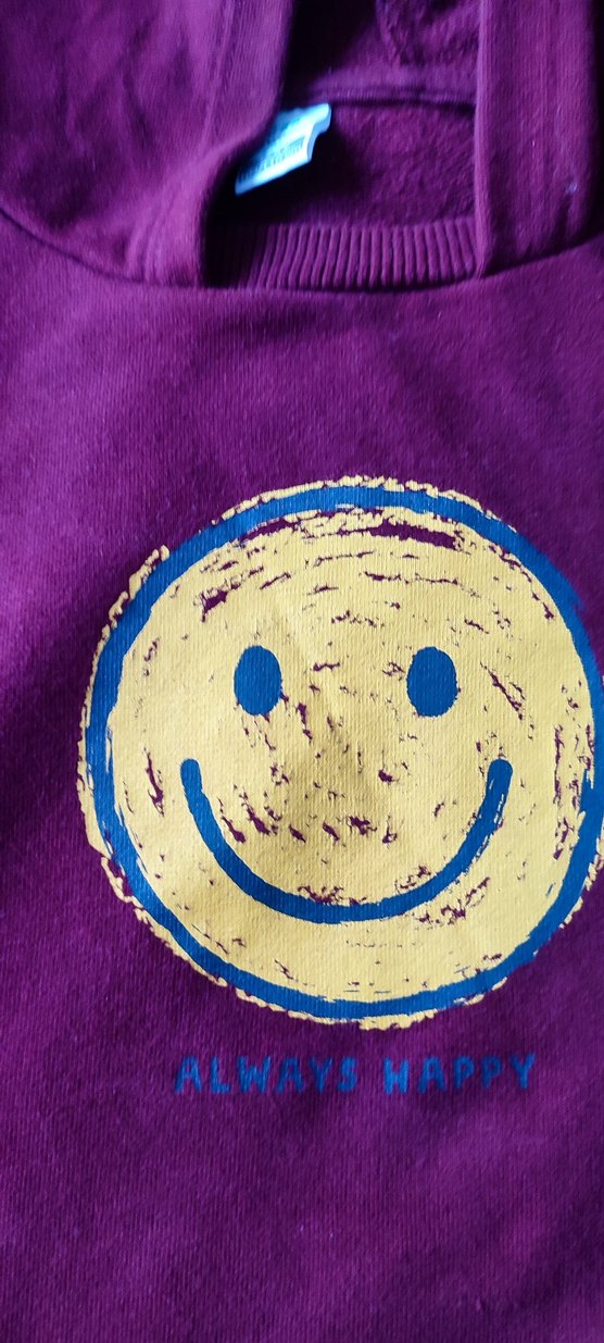 Bordo Renkli Uzun Kollu Gülen yüzlü Sweatshirt - Görsel 2