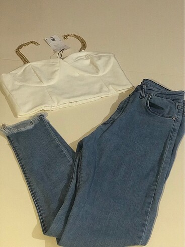 Zara Pantolon crop takım