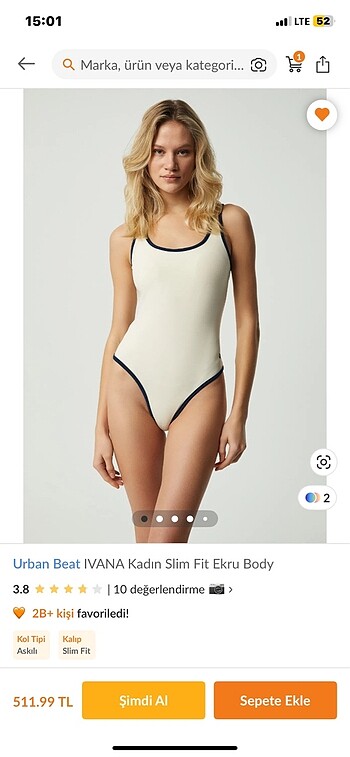 Slim fit ekru body