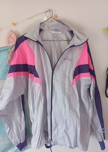 Asics Pembe Mor Kapüşonlu Kadın İnce Ceket Yağmurluk - Görsel 2