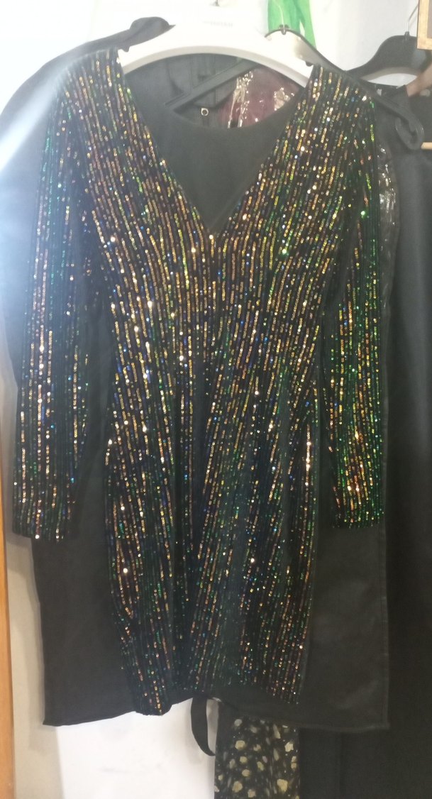 Pul İşlemeli Uzun Kollu Kadın Abiye Payet Elbise - Görsel 2