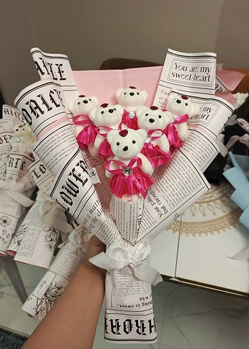 Beden Pembe Peluş Ayıcık Buketi