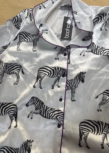 Trendyol & Milla Gri Zebra Desenli Uzun Kollu Kadın Pijama Takımı
