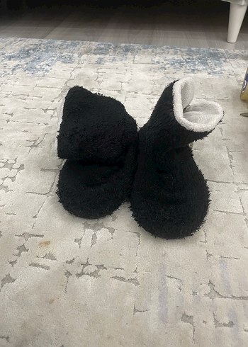 Kız Çocuk Siyah Peluş Ev Terliği - Görsel 7