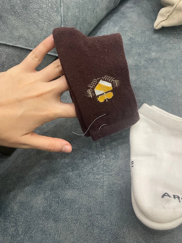 Nakışlı Kahverengi ve Beyaz Erkek Çorapları - Görsel 5