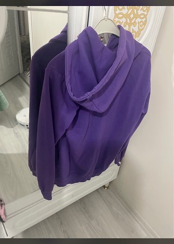 Mor Kapüşonlu Kadın Sweatshirt - Görsel 2