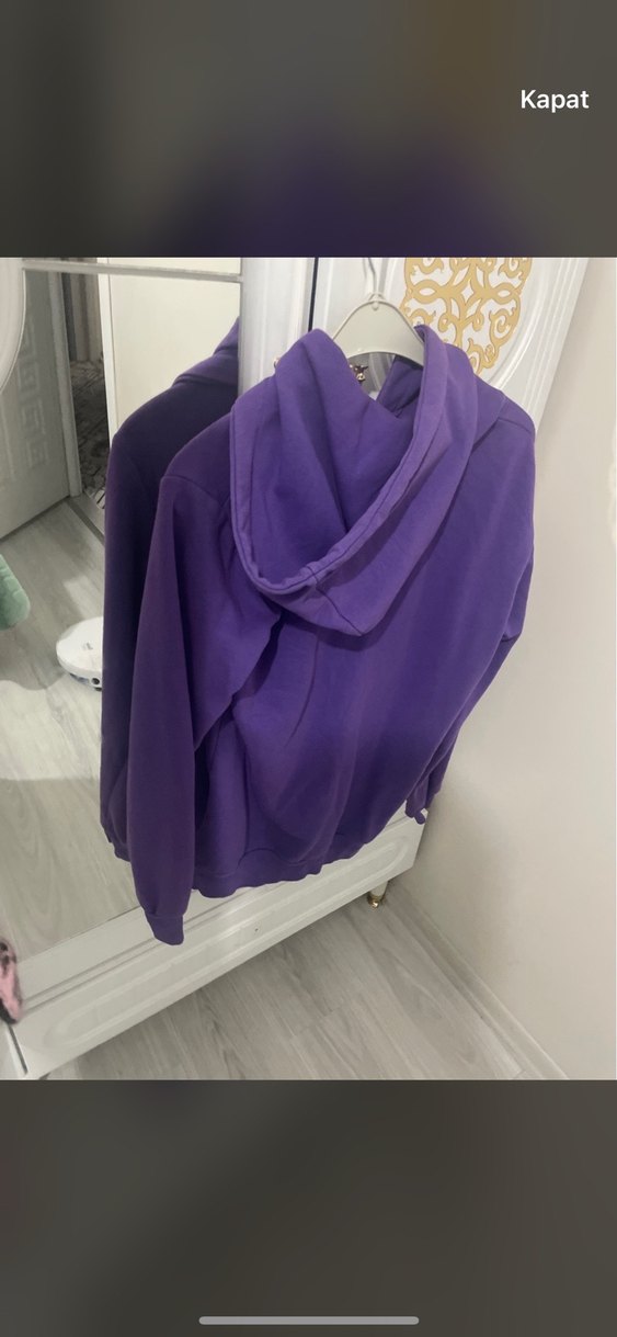 Mor Kapüşonlu Kadın Sweatshirt - Görsel 2