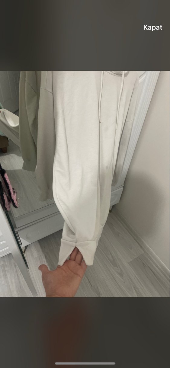 Kadın Gri Kapüşonlu Salaş Sweatshirt - Görsel 4