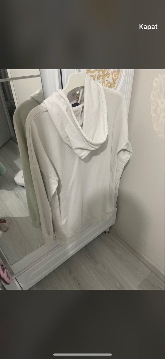 Kadın Gri Kapüşonlu Salaş Sweatshirt - Görsel 3